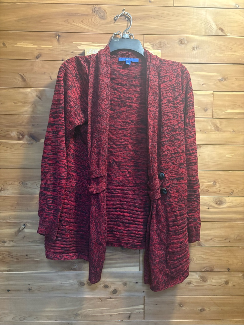 Apt. 9 Red and Black Marled Open-Front Knit Blazer